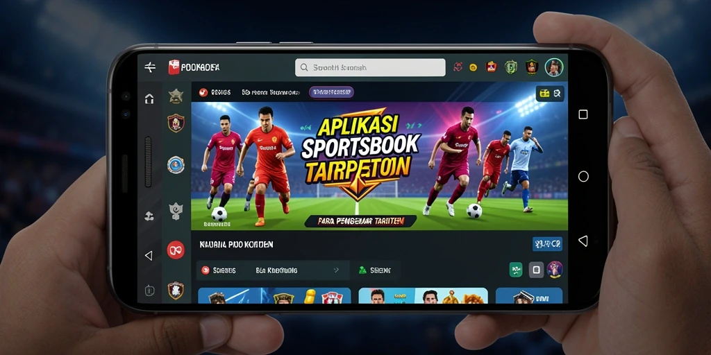 Screenshot utama menunjukkan pengguna menikmati pengalaman taruhan Sportsbook.