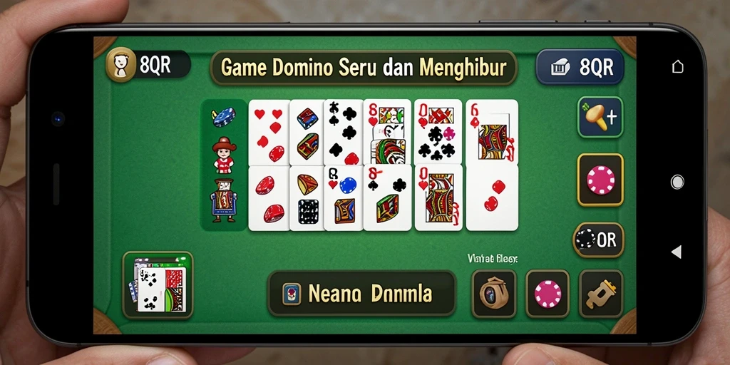 Screenshot gameplay 8QR yang menampilkan aksi seru di meja domino.