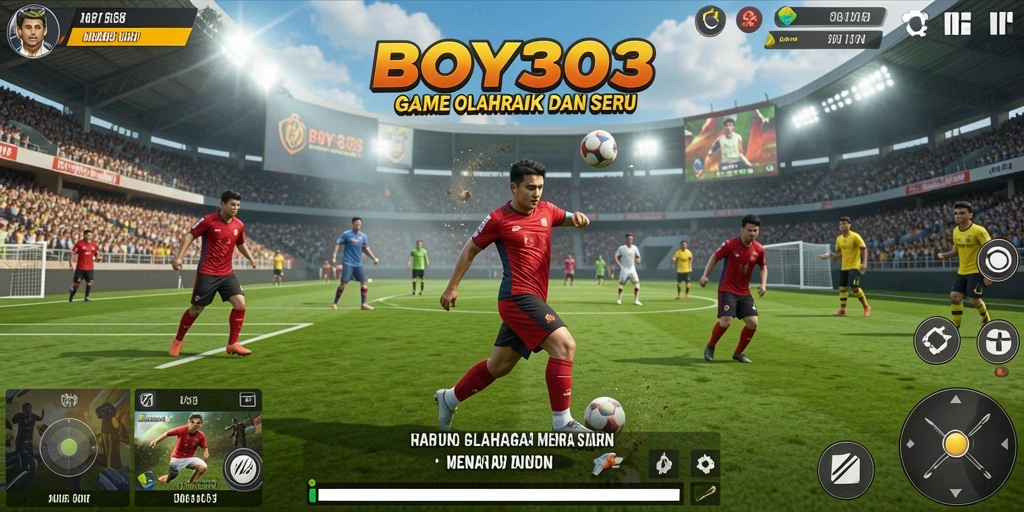 Tampilan gameplay menegangkan dalam BOY303 dengan berbagai karakter olahraga.