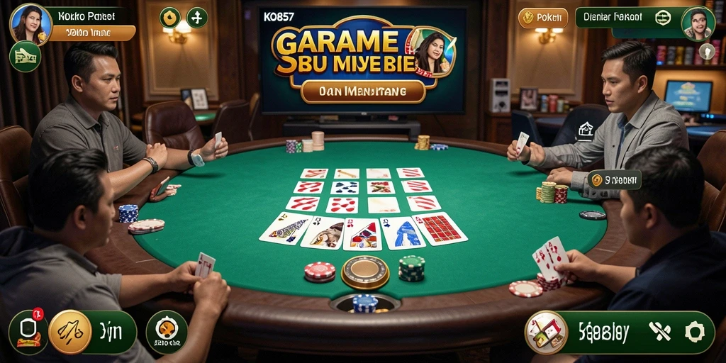 Screenshot gameplay KO857 yang menampilkan suasana bermain poker.