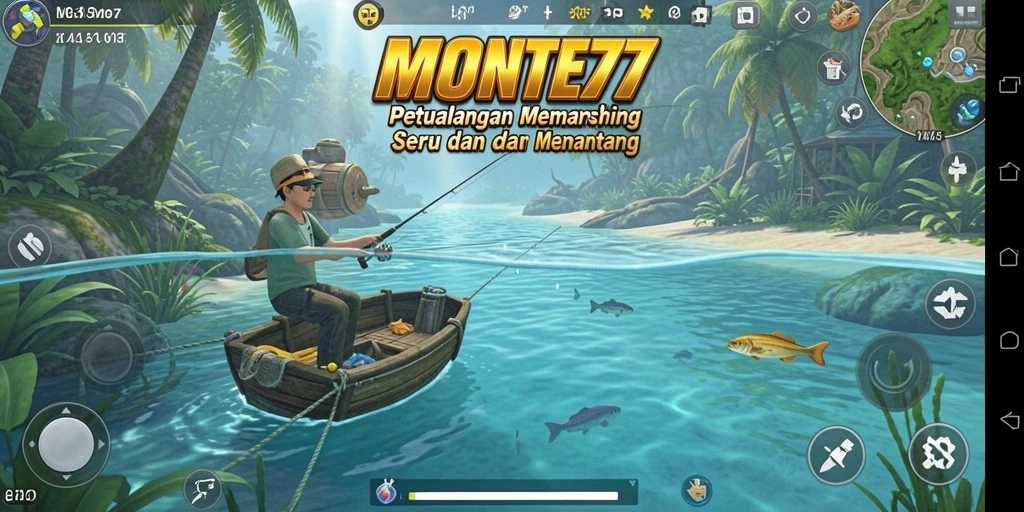 Screenshot gameplay <strong>MONTE77</strong> dengan aksi memancing yang seru.