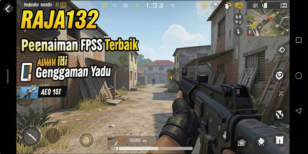 Tangkapan layar utama RAJA132 menampilkan aksi gameplay FPS yang intens.