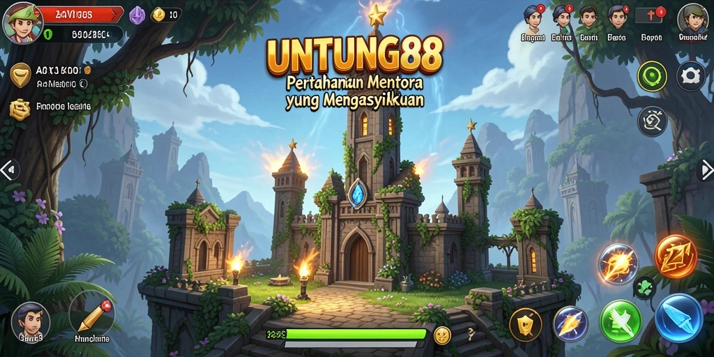 Screenshot UNTUNG88 menampilkan aksi seru dalam pertahanan menara.